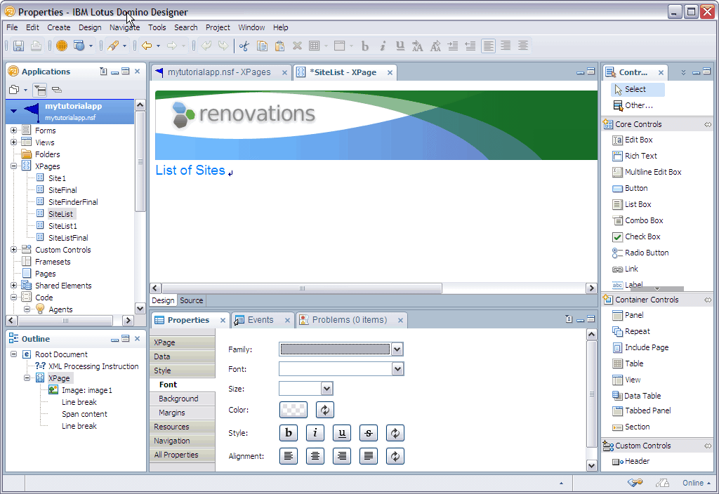 SiteList XPage